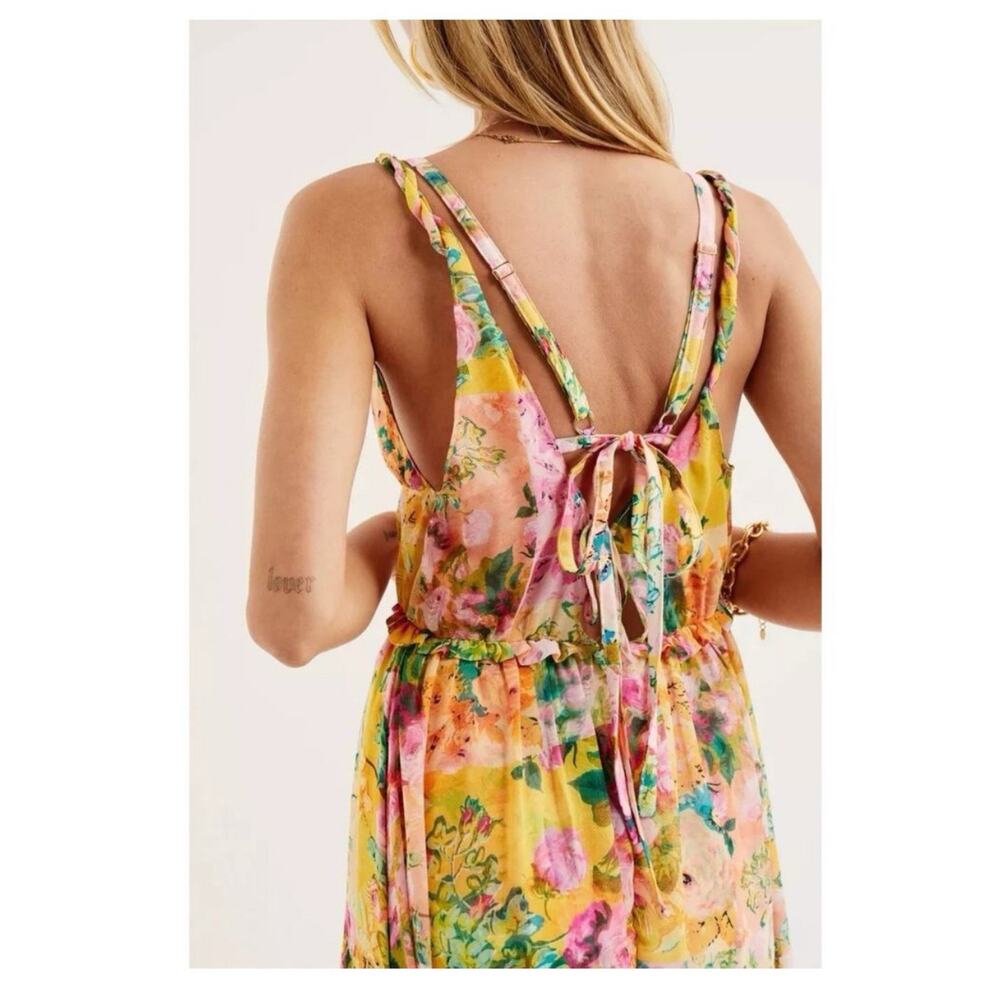 New For Love & Lemons Women's Madison Floral Maxi Dress Multicolor Size Large - Picture 4 of 13